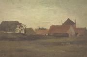 Vincent Van Gogh Farmhouses in Loosduinen near The Hague at Twilight (nn04) Sweden oil painting reproduction